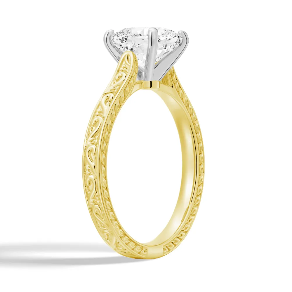 Vintage Two Tone Cushion Moissanite Engagement Ring With Milgrain Edges sold by MSBLUE Jewelry product image thumbnail 4