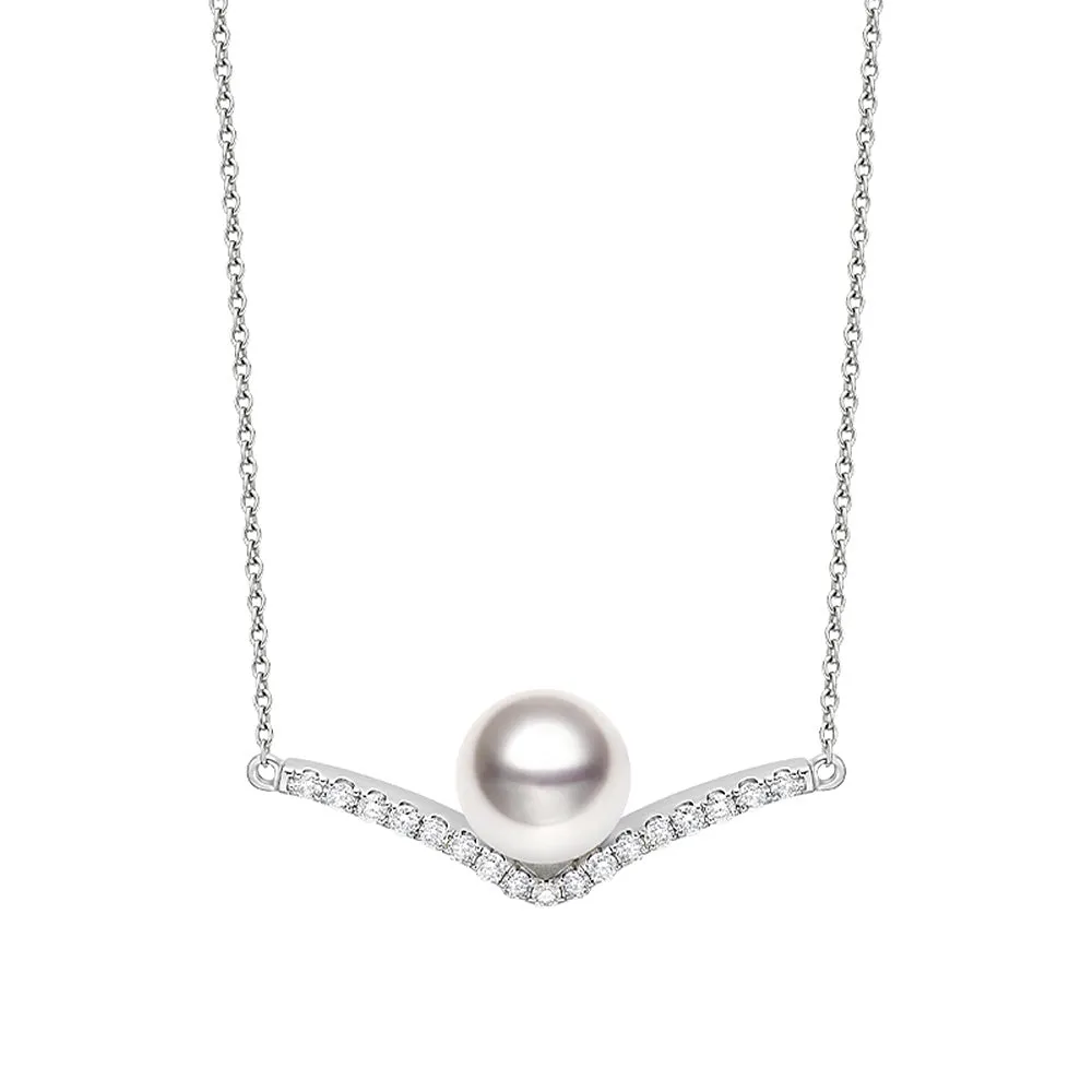 8mm Freshwater Cultured Pearl Chevron Necklace sold by MSBLUE Jewelry