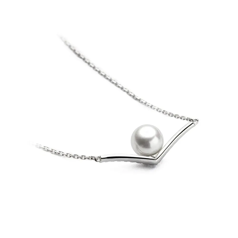 8mm Freshwater Cultured Pearl Chevron Necklace sold by MSBLUE Jewelry product image thumbnail 3