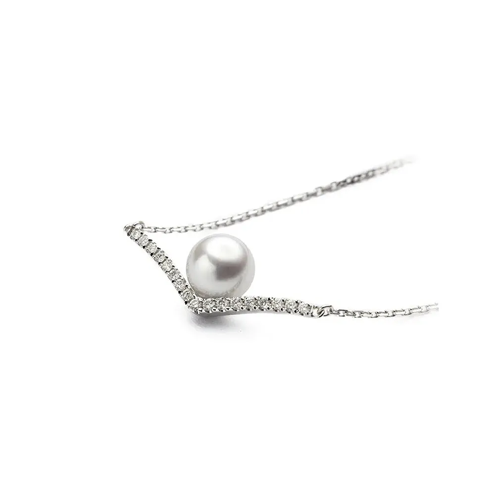8mm Freshwater Cultured Pearl Chevron Necklace sold by MSBLUE Jewelry product image thumbnail 2