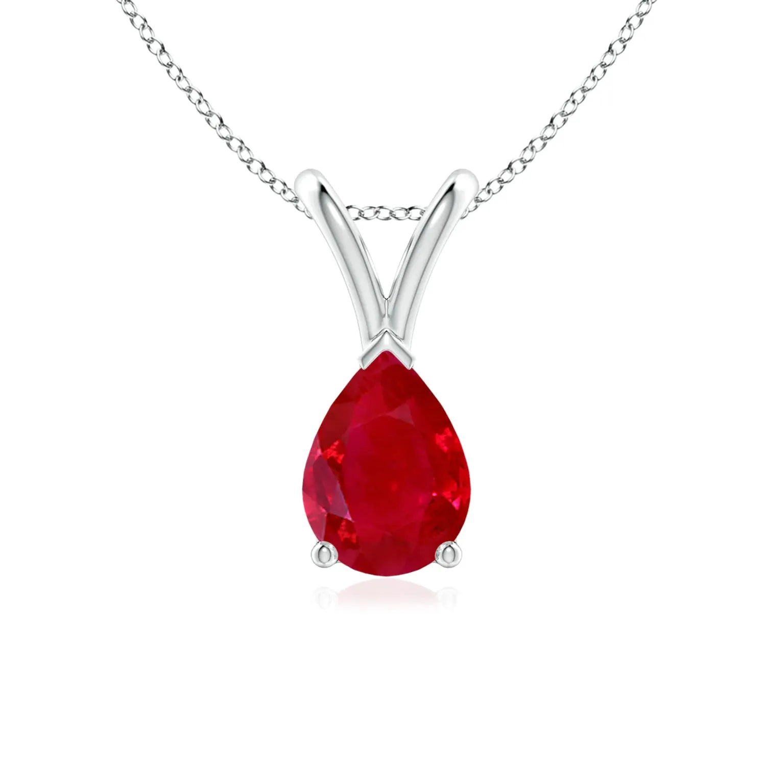 1 CT. Pear Shape Ruby Solitaire V-Bale Pendant sold by MSBLUE Jewelry