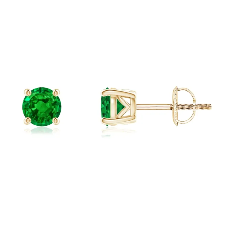 1 CT. Classic Solitaire Emerald Stud Earrings sold by MSBLUE Jewelry