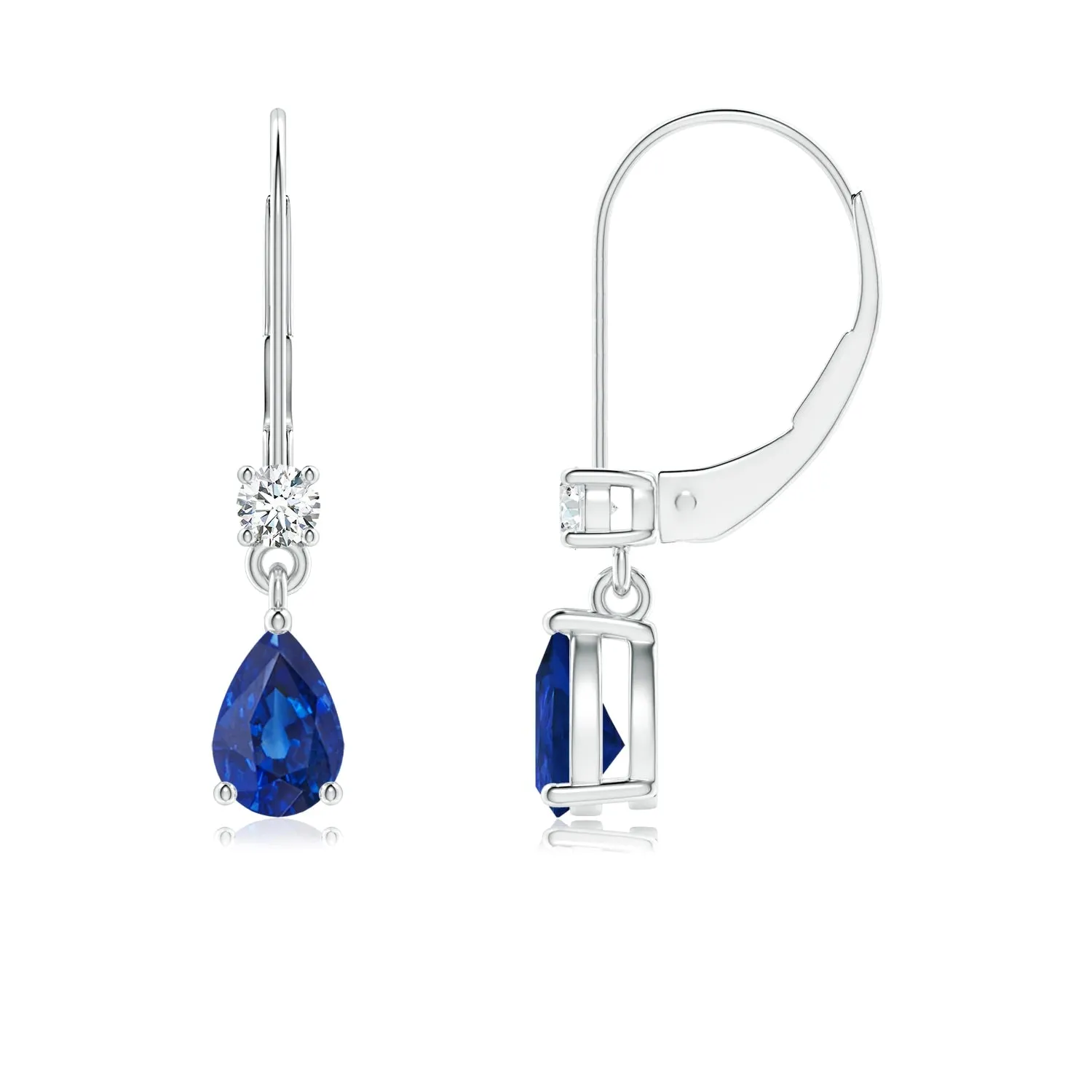 1.14 CT. Pear Sapphire Drop Earrings with Diamond sold by MSBLUE Jewelry