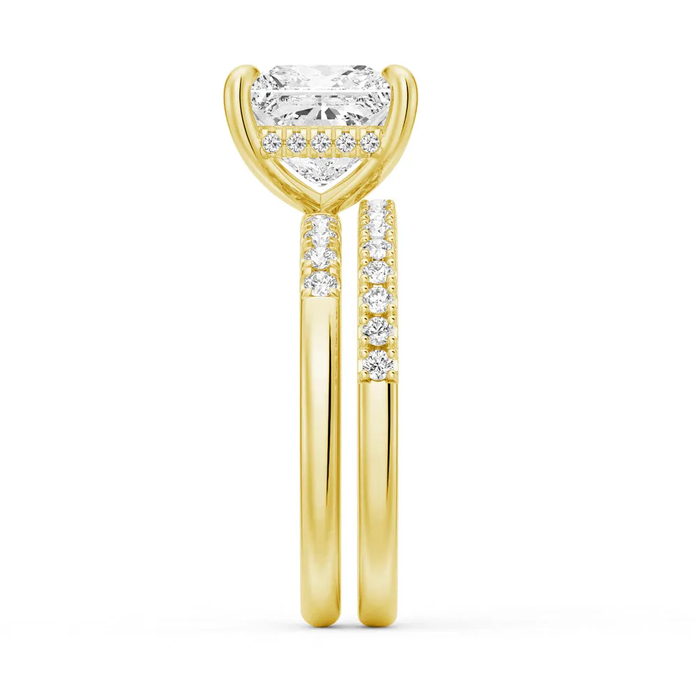 Princess Cut Hidden Halo Moissanite Ring Set with Matching Wedding Band sold by MSBLUE Jewelry product image thumbnail 5