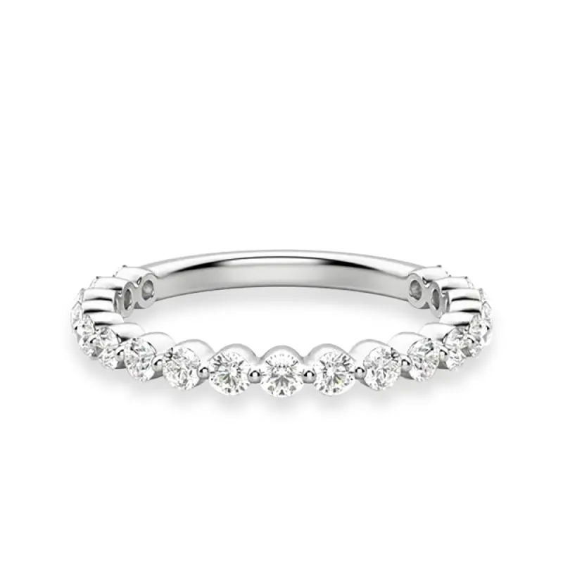 Round Cut Shared Prong Moissanite Half Eternity Band sold by MSBLUE Jewelry