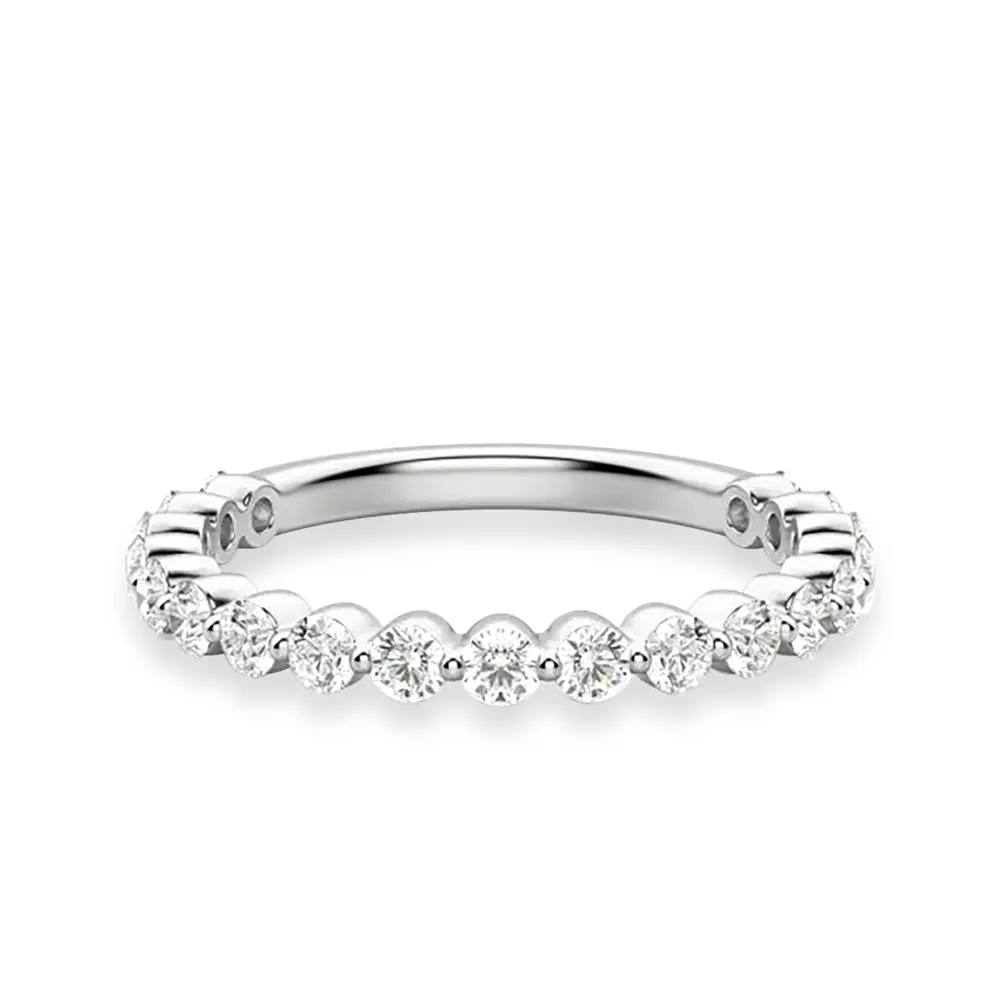 Round Cut Shared Prong Moissanite Half Eternity Band sold by MSBLUE Jewelry