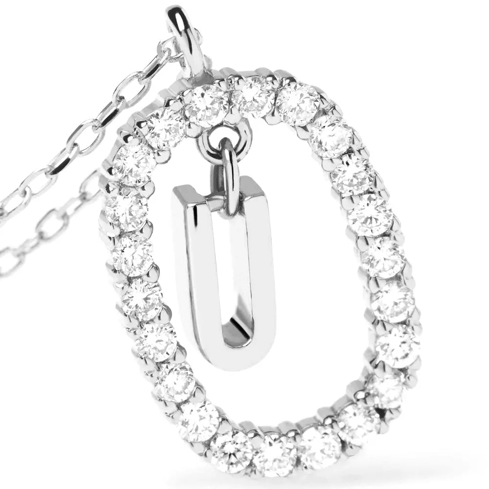 Moissanite Letter U Dangle Pendant Necklace sold by MSBLUE Jewelry product image thumbnail 4