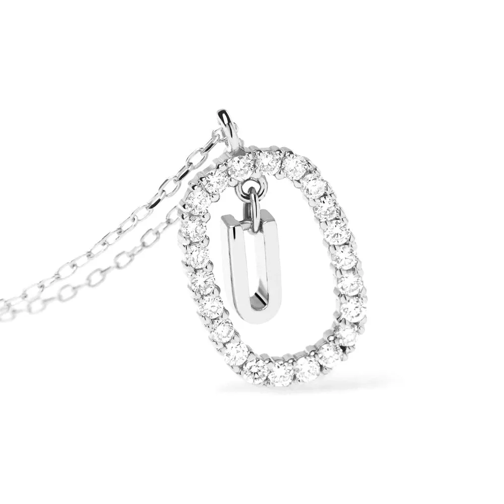 Moissanite Letter U Dangle Pendant Necklace sold by MSBLUE Jewelry product image thumbnail 3