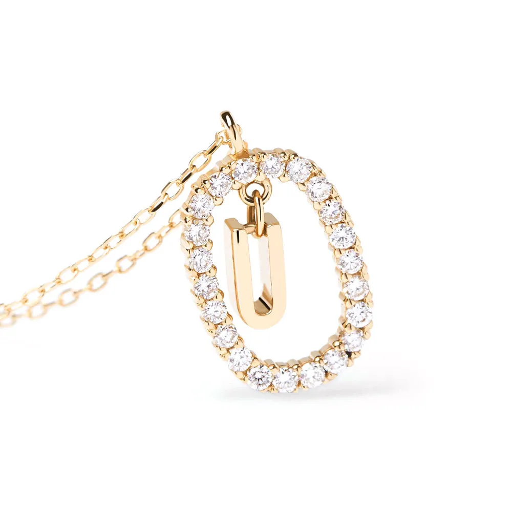 Moissanite Letter U Dangle Pendant Necklace sold by MSBLUE Jewelry product image thumbnail 5