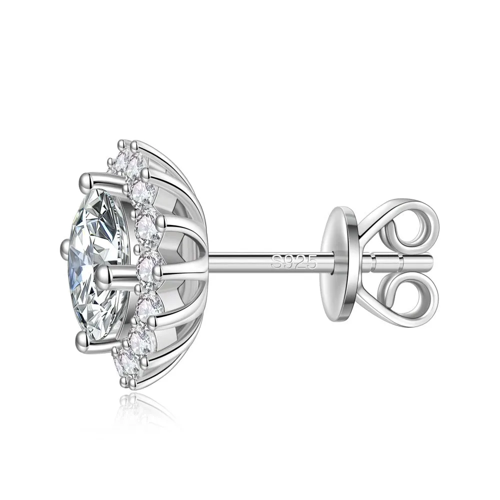 2 Ctw. Sunflower Round Moissanite Stud Earrings sold by MSBLUE Jewelry product image thumbnail 5