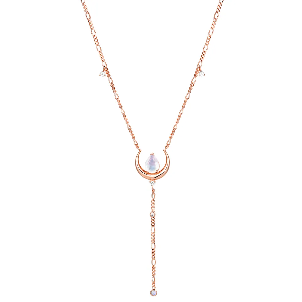 Pear-Shaped Moonstone Lariat Necklace sold by MSBLUE Jewelry