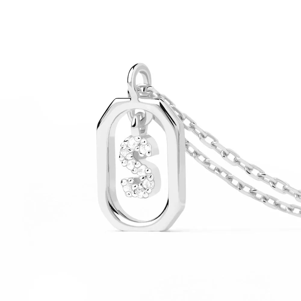 Moissanite Initial S Dangle Pendant Necklace sold by MSBLUE Jewelry product image thumbnail 3