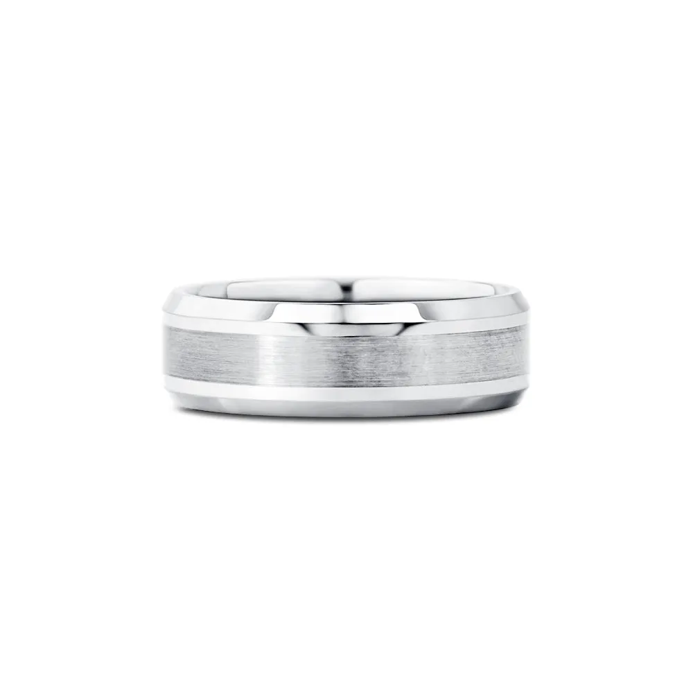 7mm Brushed Finish Men's Wedding Band With Beveled Edges sold by MSBLUE Jewelry product image thumbnail 4