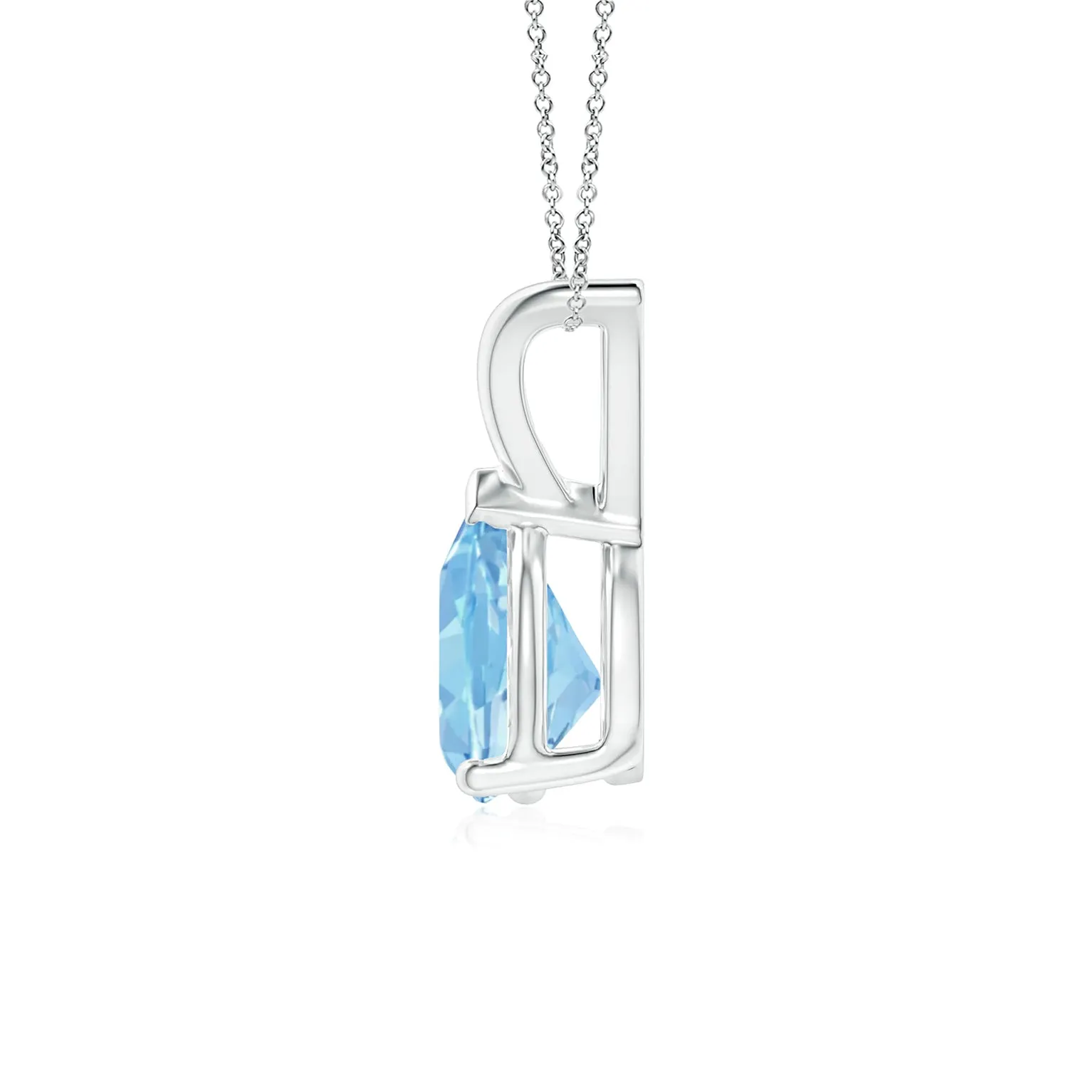 1 CT. Pear Shape Aquamarine Solitaire V-Bale Pendant sold by MSBLUE Jewelry product image thumbnail 2