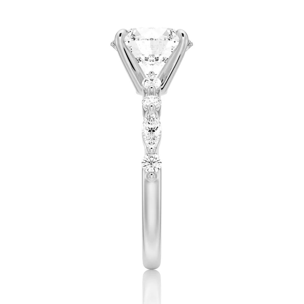 Unique Round Cut Engagement Ring With Marquise Accents sold by MSBLUE Jewelry product image thumbnail 5