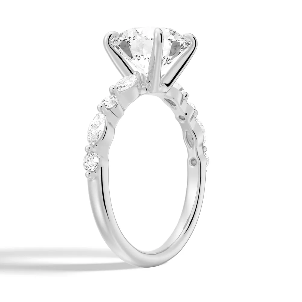 Unique Round Cut Engagement Ring With Marquise Accents sold by MSBLUE Jewelry product image thumbnail 4