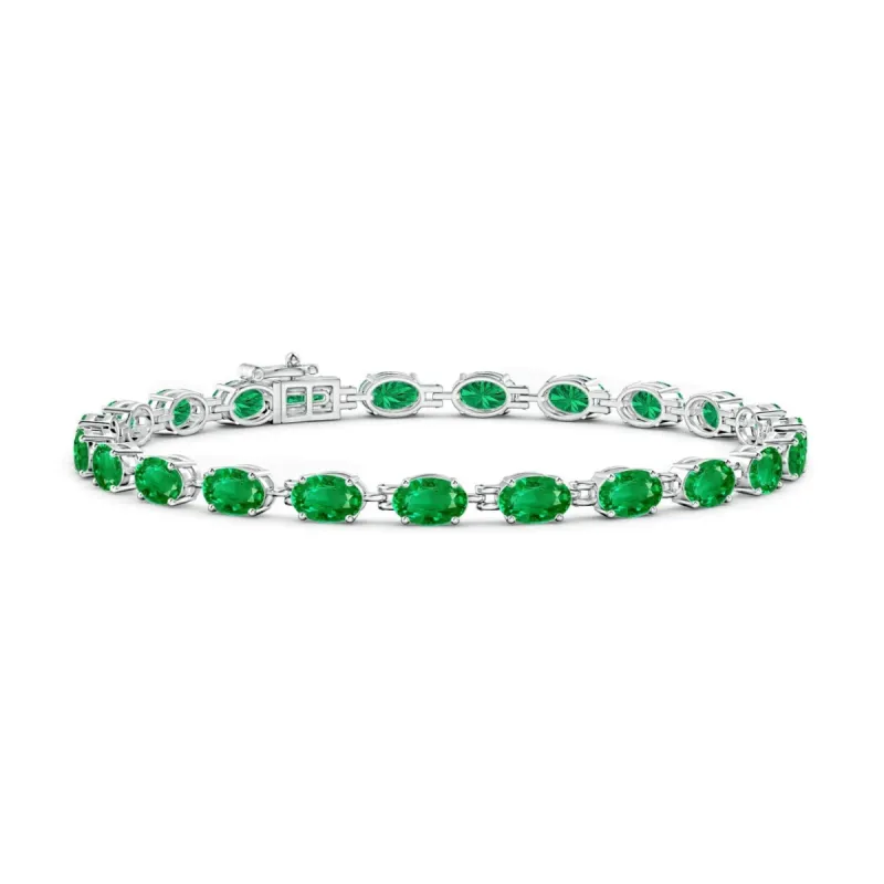 9.2 CT. Classic Oval Emerald Tennis Bracelet sold by MSBLUE Jewelry