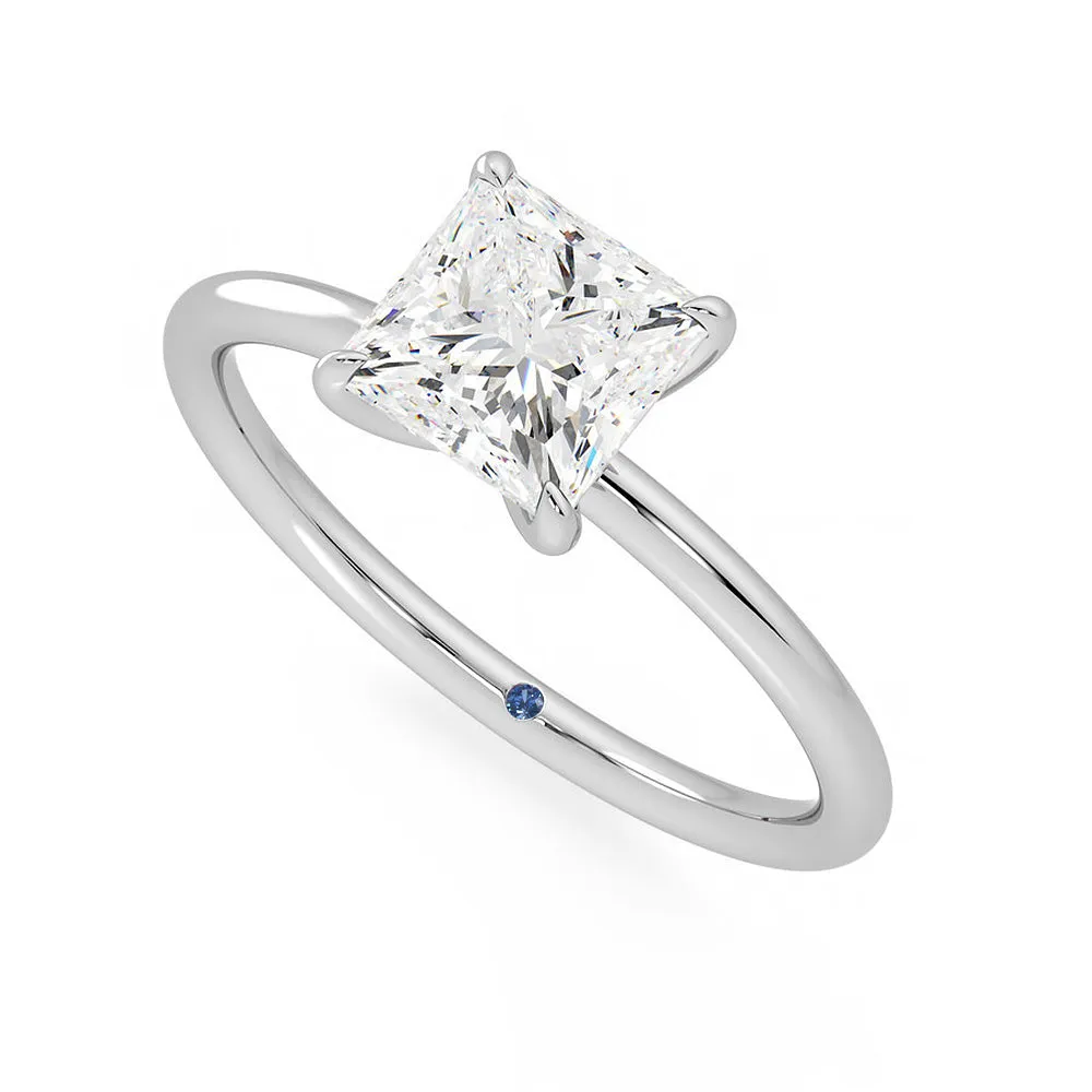 Solitaire Princess Cut Moissanite Engagement Ring with Hidden Anniversary Stone sold by MSBLUE Jewelry product image thumbnail 2
