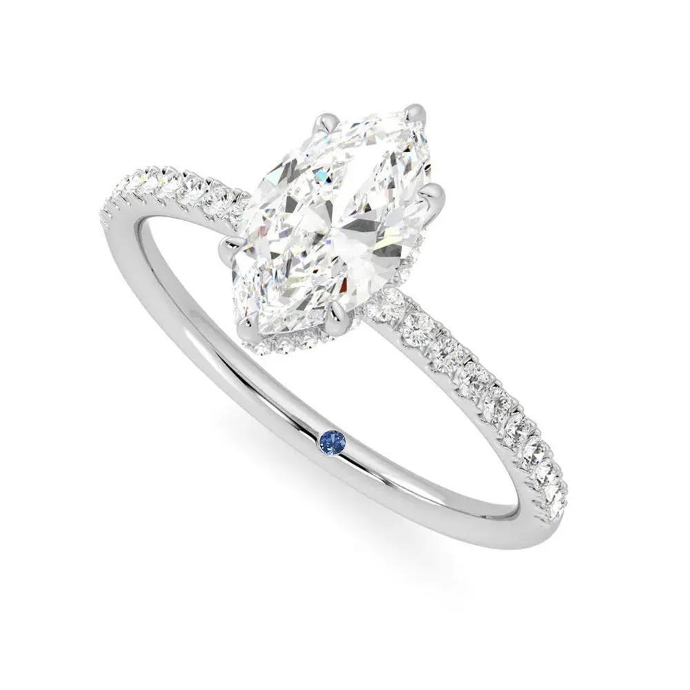 Marquise Cut Moissanite Engagement Ring with Hidden Halo and Anniversary Stone Accent sold by MSBLUE Jewelry product image thumbnail 2