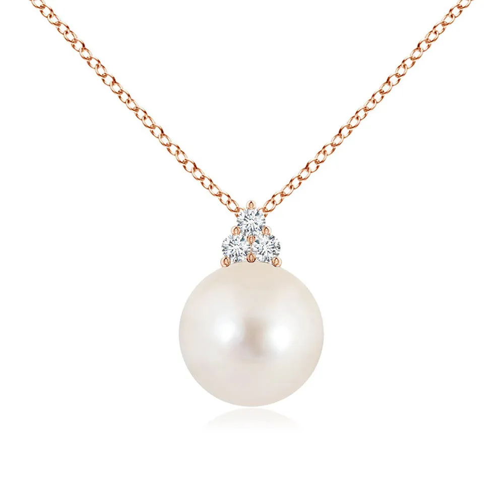 8mm Freshwater Cultured Pearl Pendant with Trio Moissanite sold by MSBLUE Jewelry product image thumbnail 3