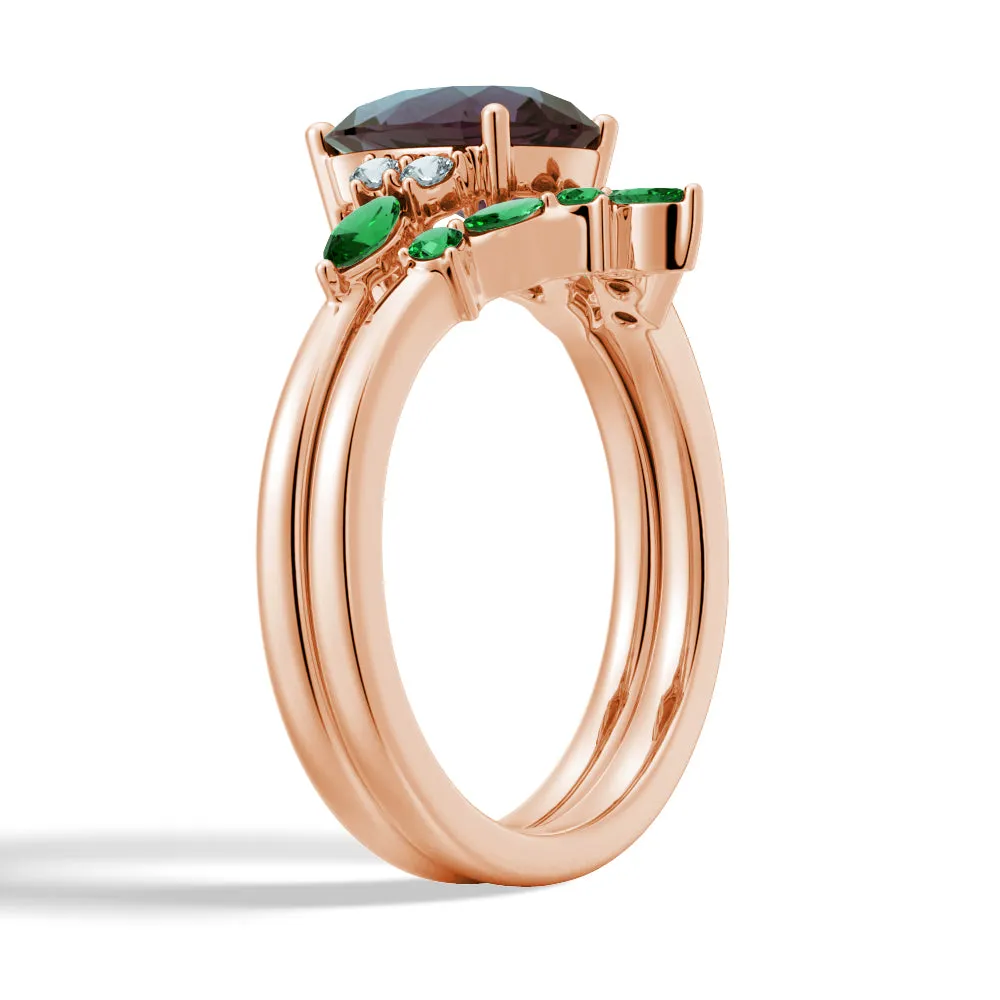 2 CT. Pear Shaped Alexandrite Engagement Ring Set With Emerald Accents sold by MSBLUE Jewelry product image thumbnail 5