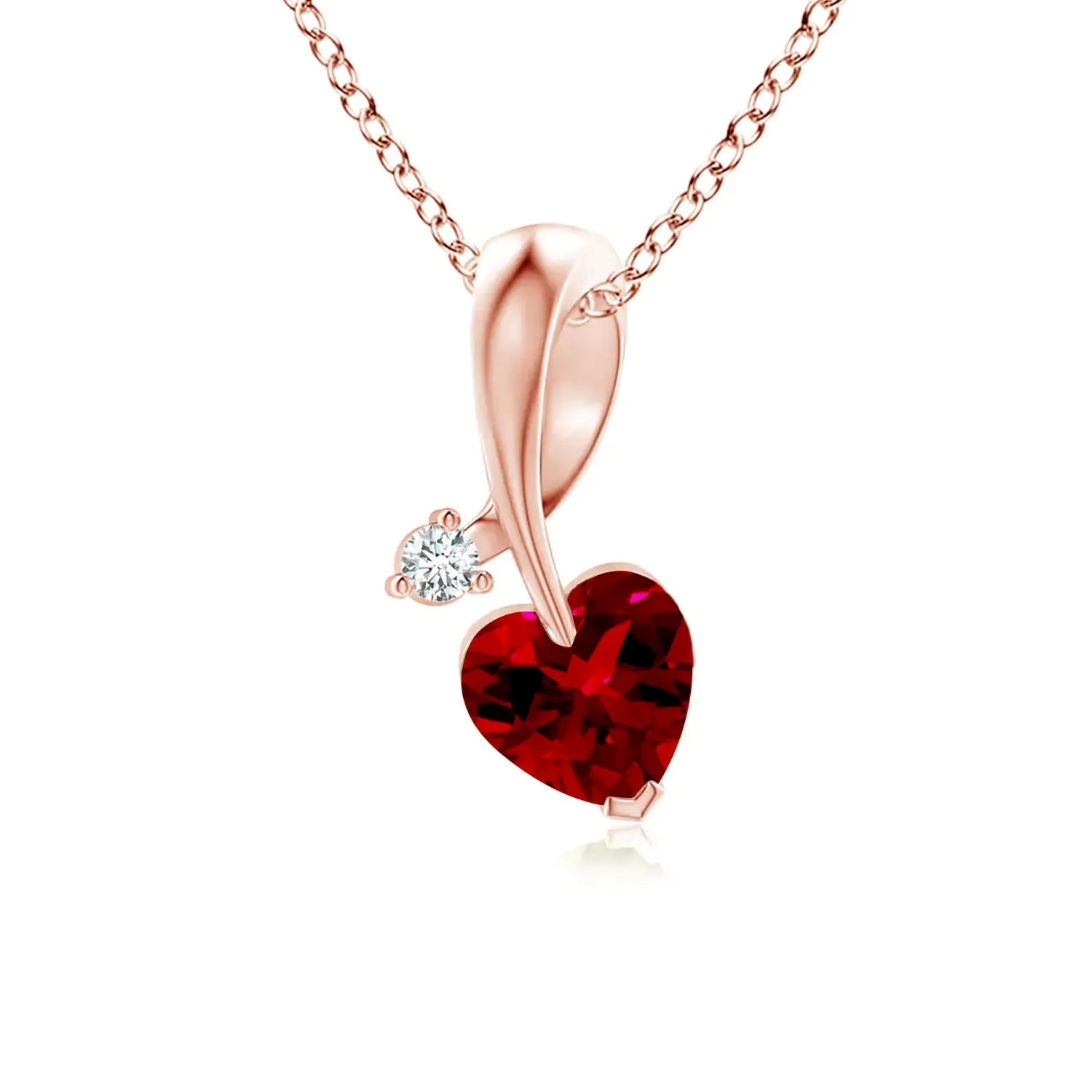 1 CT. Heart-Shaped Ruby Ribbon Pendant with Diamond sold by MSBLUE Jewelry