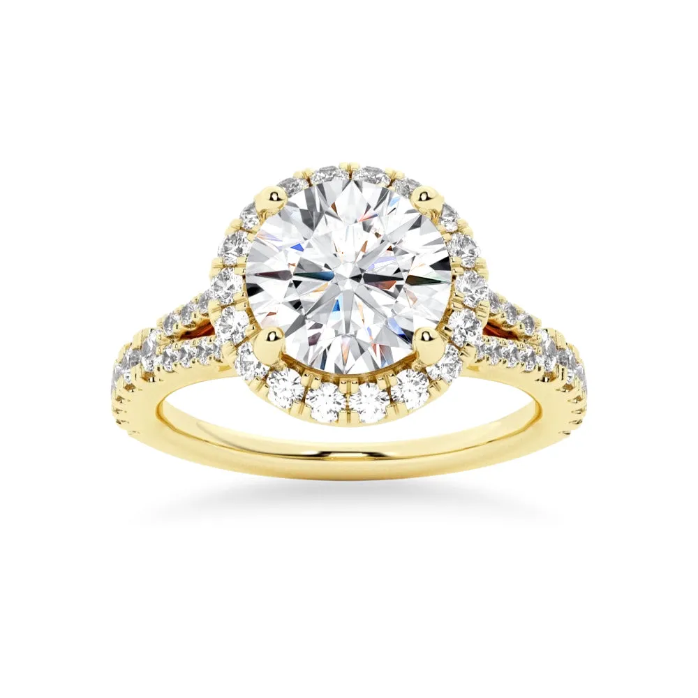 NEW Round Cut Split-Shank Moissanite Halo Engagement Ring sold by MSBLUE Jewelry product image thumbnail 2