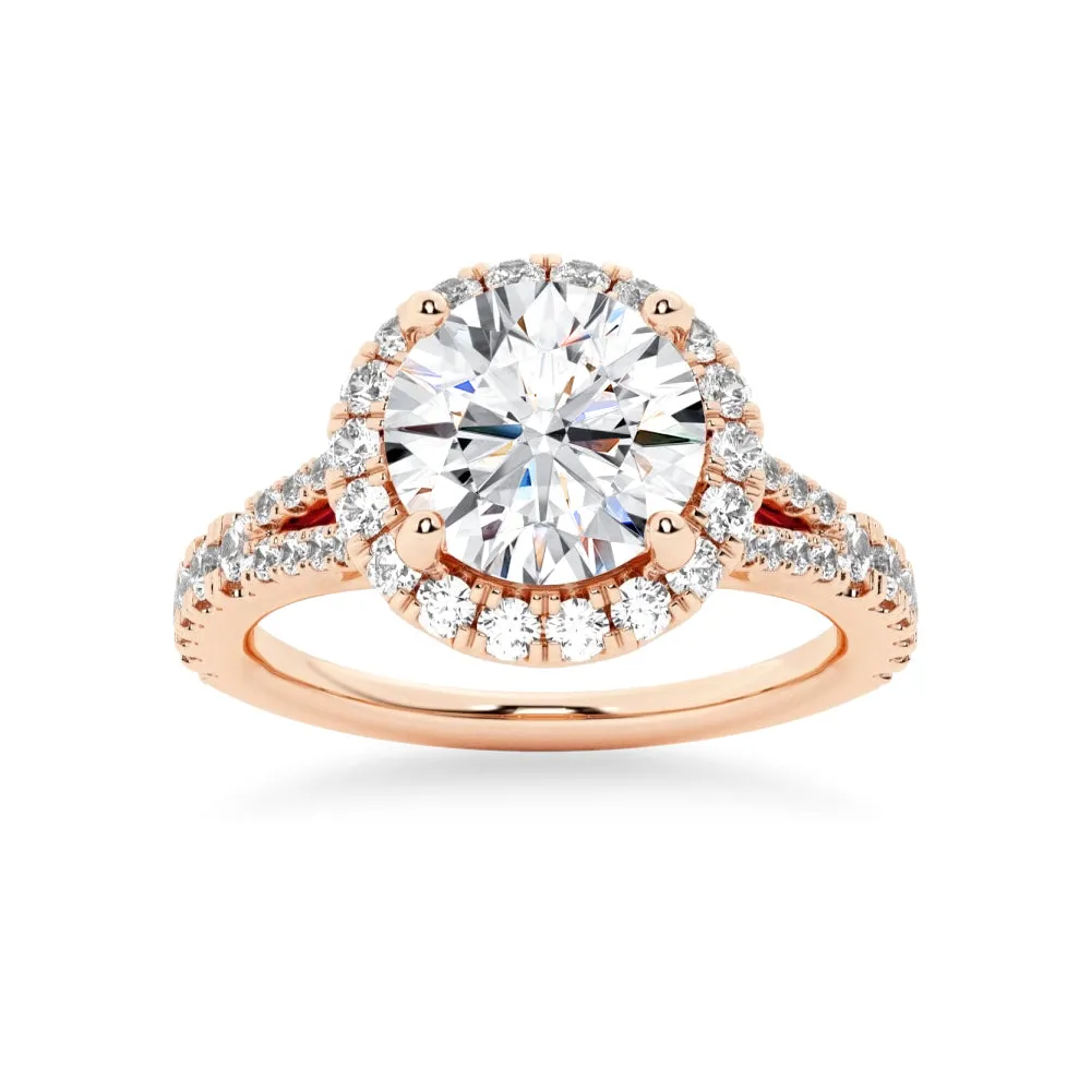 NEW Round Cut Split-Shank Moissanite Halo Engagement Ring sold by MSBLUE Jewelry product image thumbnail 3