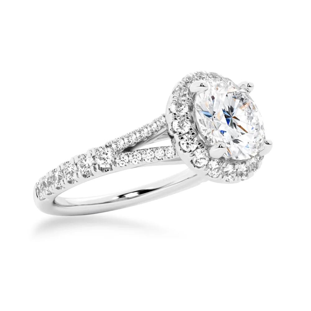 NEW Round Cut Split-Shank Moissanite Halo Engagement Ring sold by MSBLUE Jewelry product image thumbnail 4