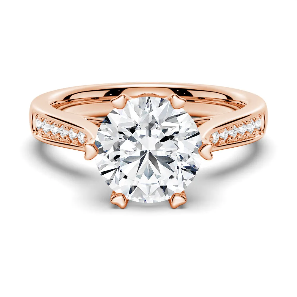 Heart Claw Side Stone Moissanite Engagement Ring With Hidden Accents sold by MSBLUE Jewelry product image thumbnail 3