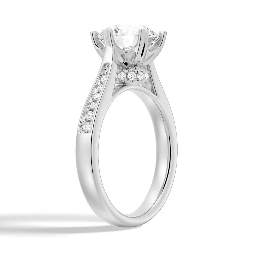 Heart Claw Side Stone Moissanite Engagement Ring With Hidden Accents sold by MSBLUE Jewelry product image thumbnail 4