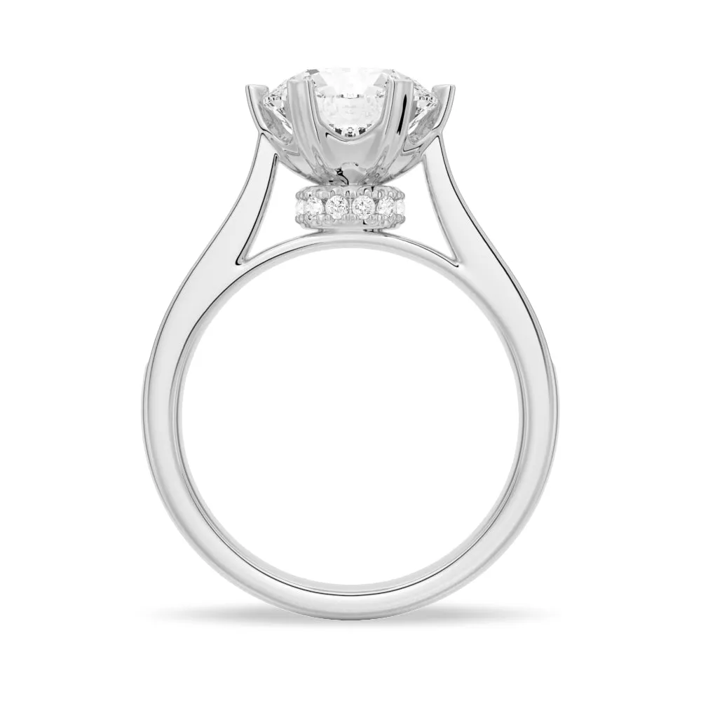 Heart Claw Side Stone Moissanite Engagement Ring With Hidden Accents sold by MSBLUE Jewelry product image thumbnail 5