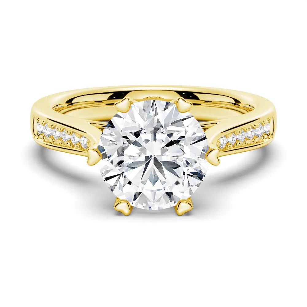 Heart Claw Side Stone Moissanite Engagement Ring With Hidden Accents sold by MSBLUE Jewelry product image thumbnail 2