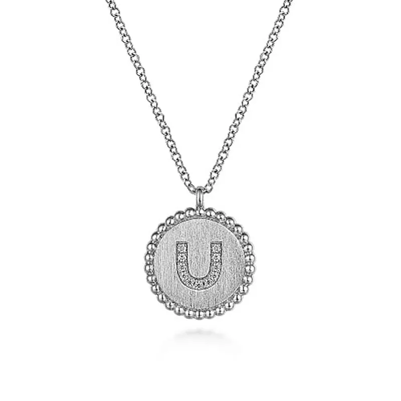 Initial U Medallion Necklace sold by MSBLUE Jewelry