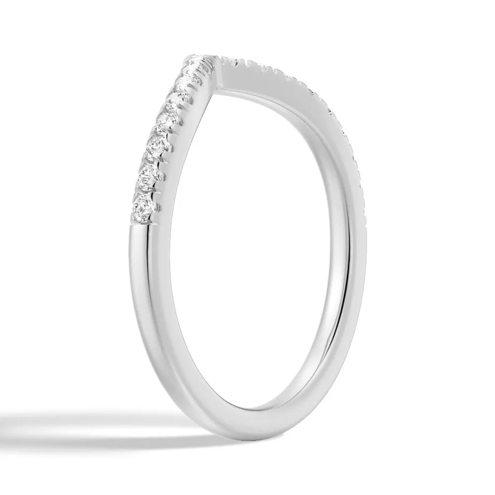 Curved V Moissanite Wedding Band sold by MSBLUE Jewelry product image thumbnail 4
