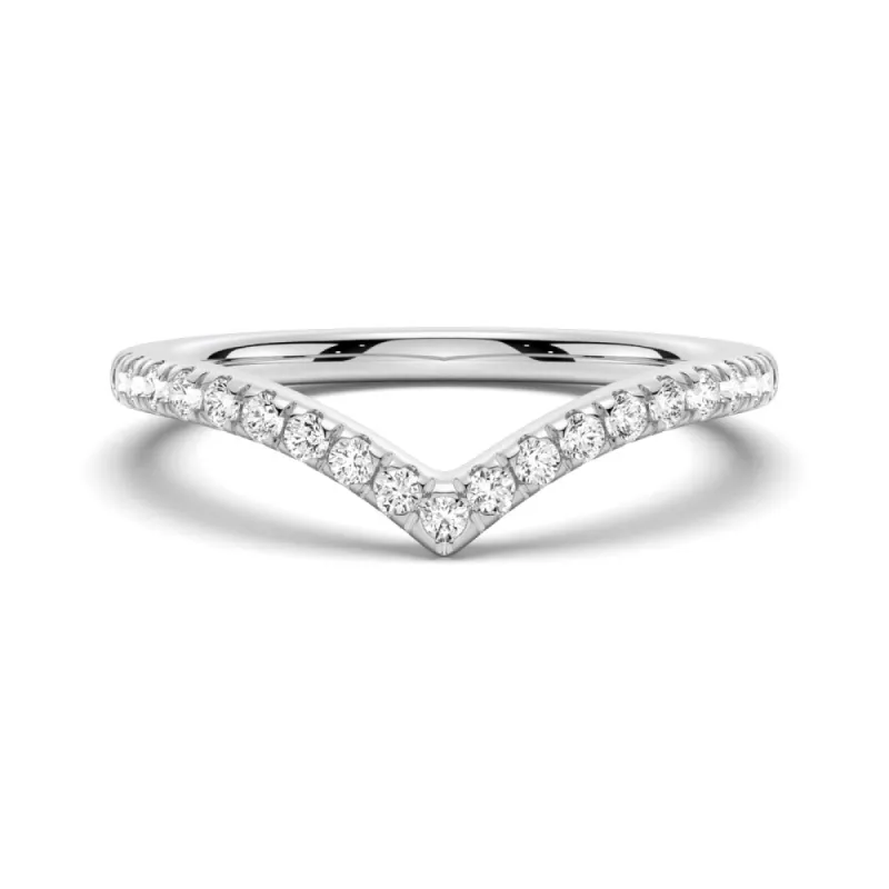 Curved V Moissanite Wedding Band sold by MSBLUE Jewelry