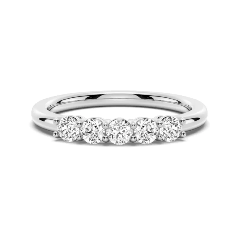 3mm 5 Stone Shared Prong Moissanite Anniversary Band sold by MSBLUE Jewelry