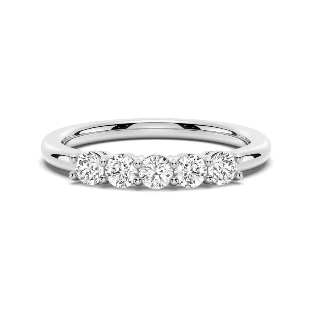 3mm 5 Stone Shared Prong Moissanite Anniversary Band sold by MSBLUE Jewelry