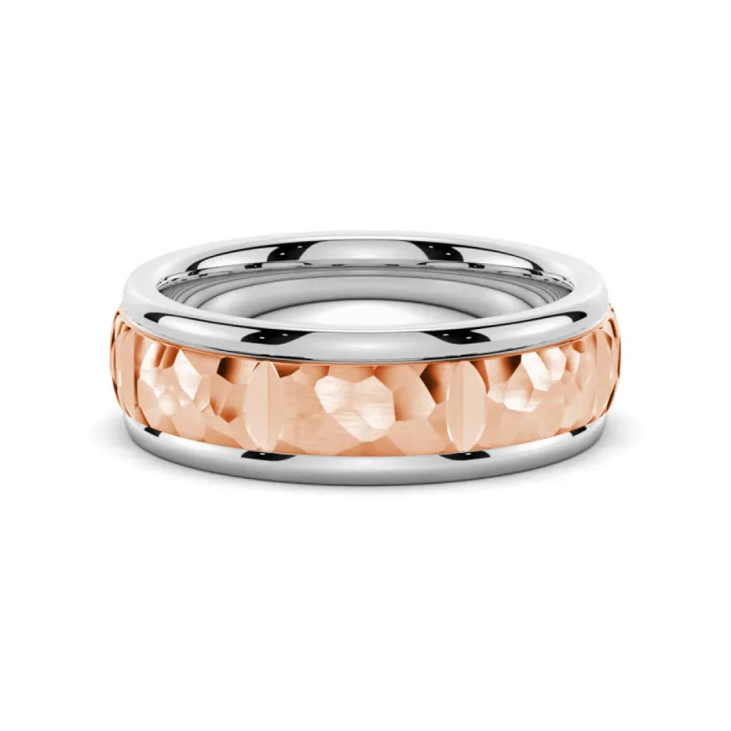 7mm Two Tone Hammered Men's Wedding Band sold by MSBLUE Jewelry
