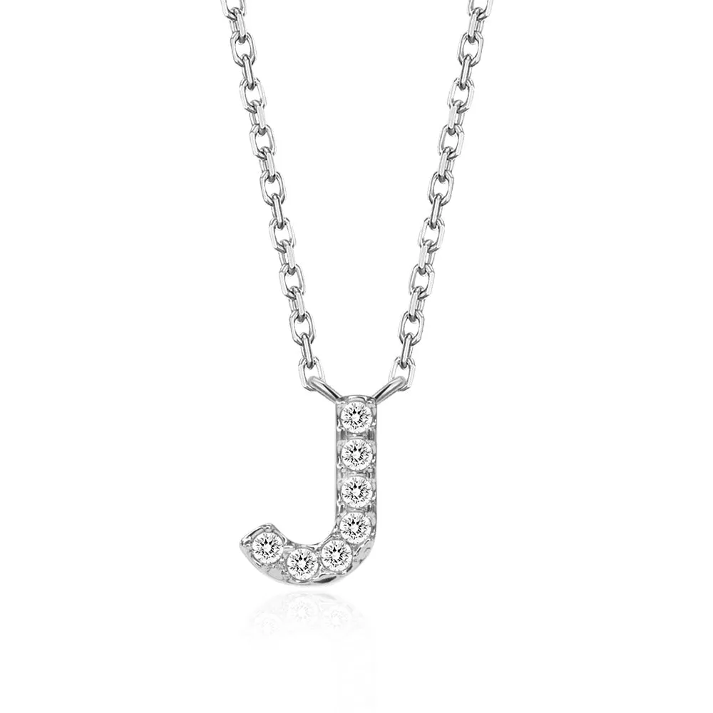 Classic Pavé Initial J Pendant Necklace sold by MSBLUE Jewelry