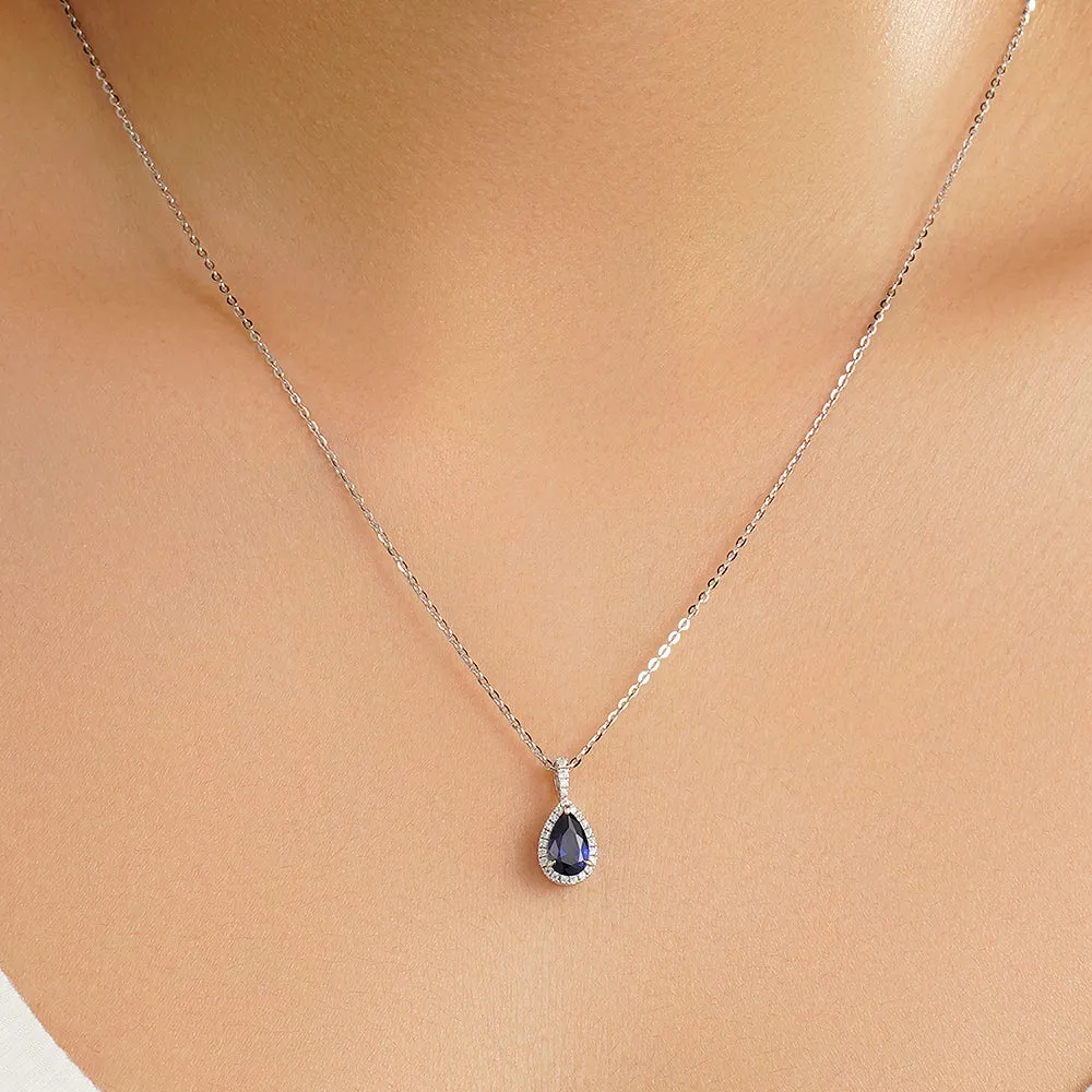 1 CT. Tanzanite Pear Shape Pendant with Pavé Diamond Halo sold by MSBLUE Jewelry product image thumbnail 3