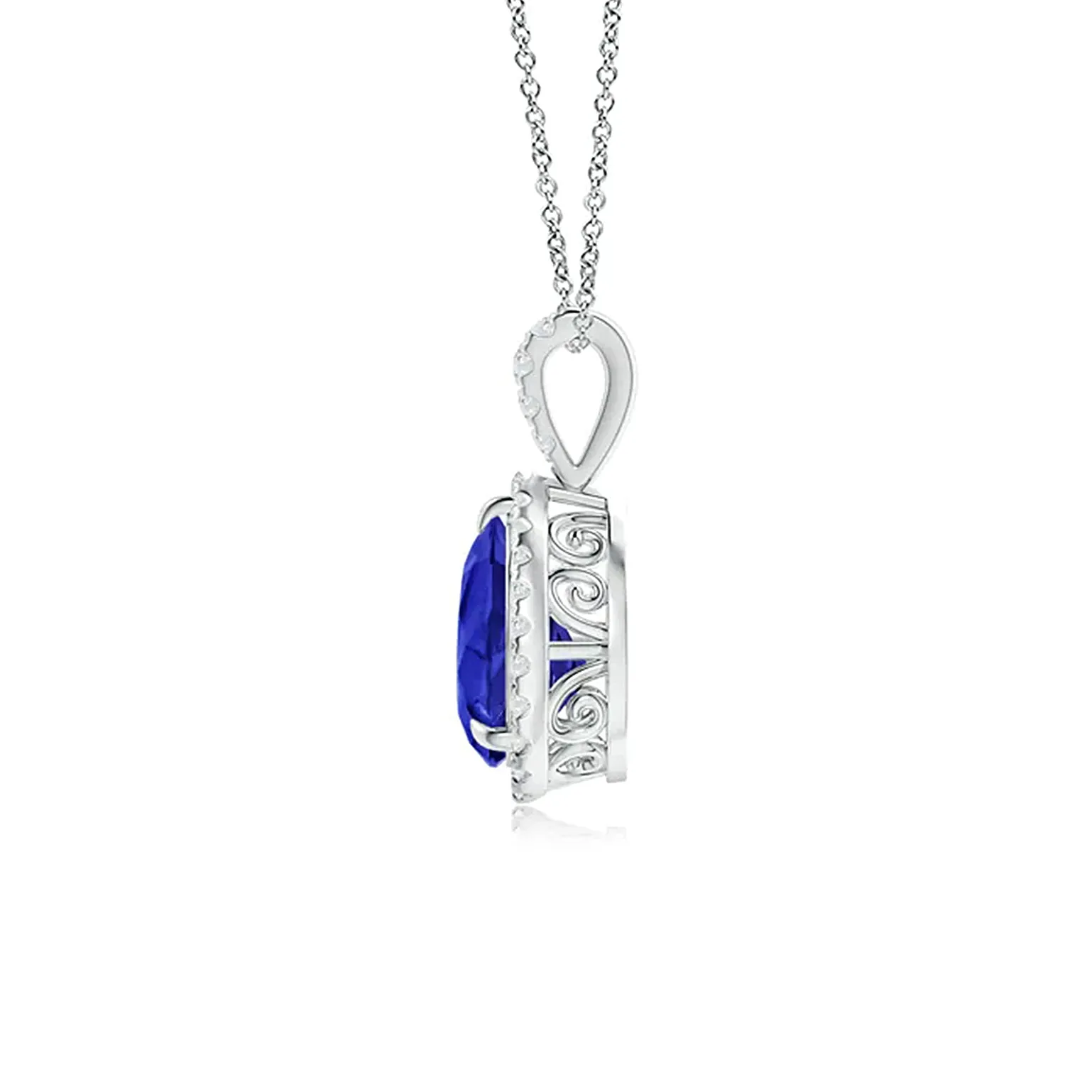 1 CT. Tanzanite Pear Shape Pendant with Pavé Diamond Halo sold by MSBLUE Jewelry product image thumbnail 2