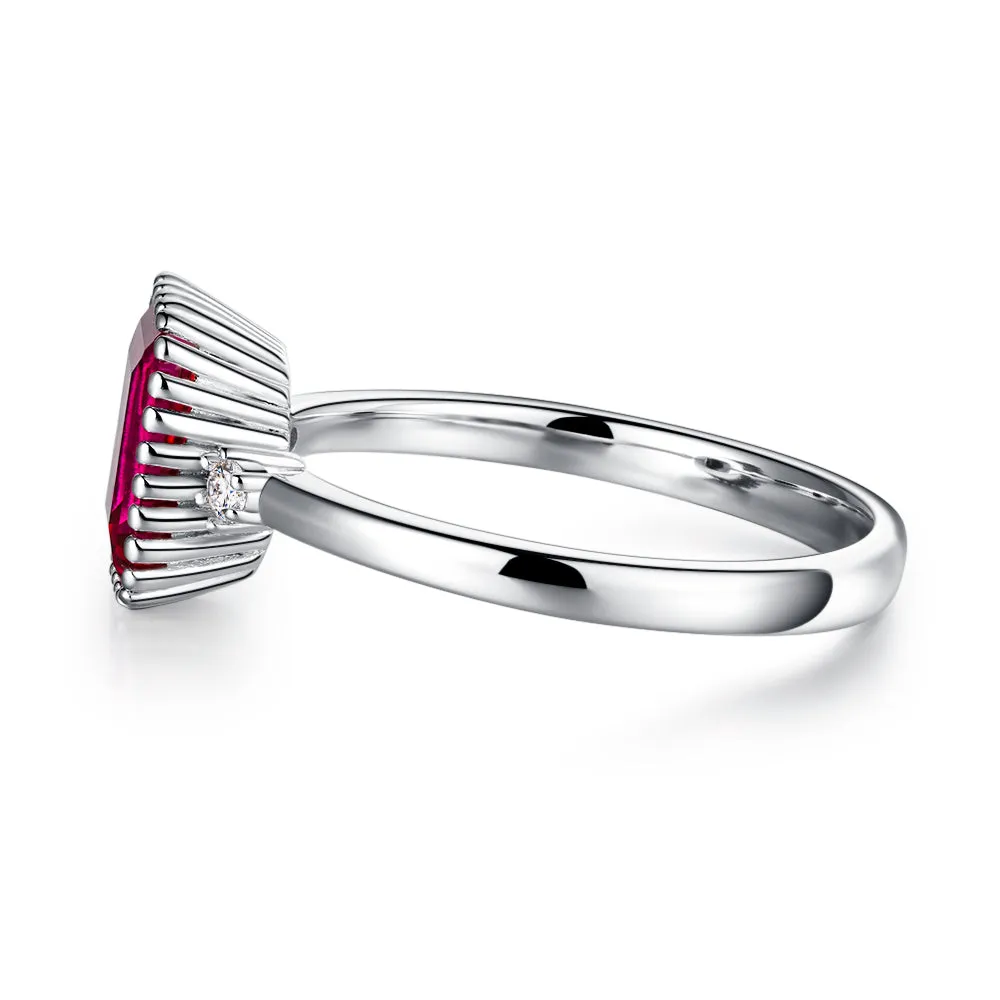 2 CT. Unique Design Three Stone Lab Grown Ruby Gemstone Ring sold by MSBLUE Jewelry product image thumbnail 3