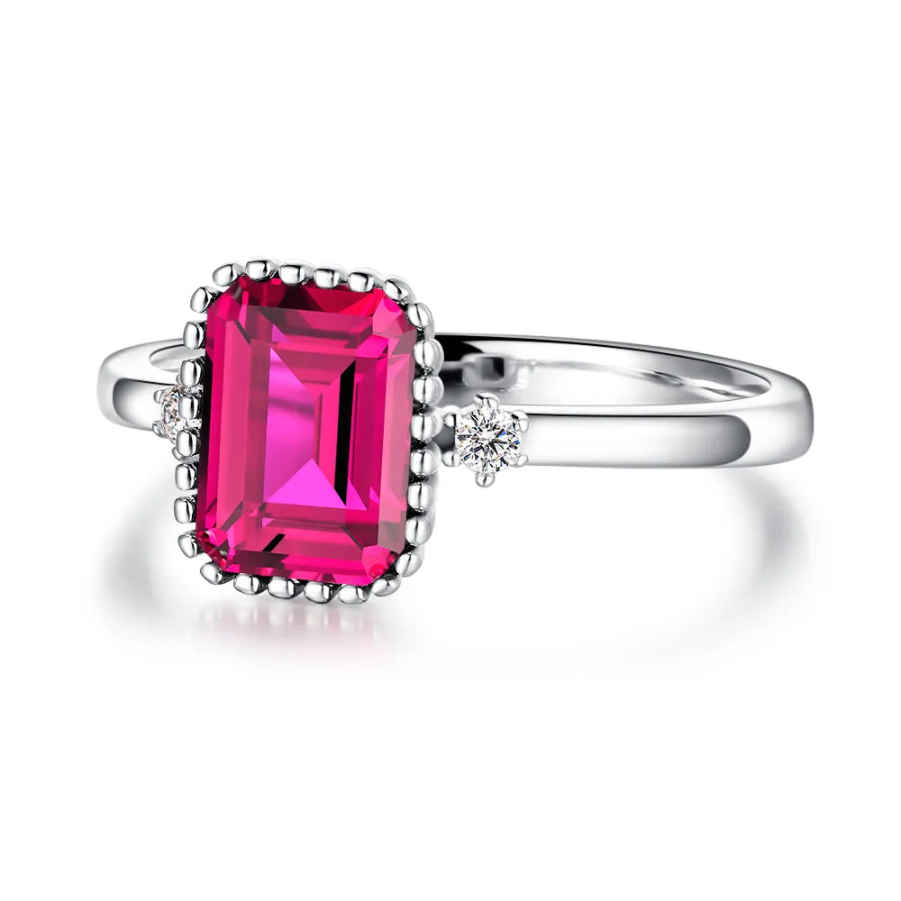 2 CT. Unique Design Three Stone Lab Grown Ruby Gemstone Ring sold by MSBLUE Jewelry product image thumbnail 2