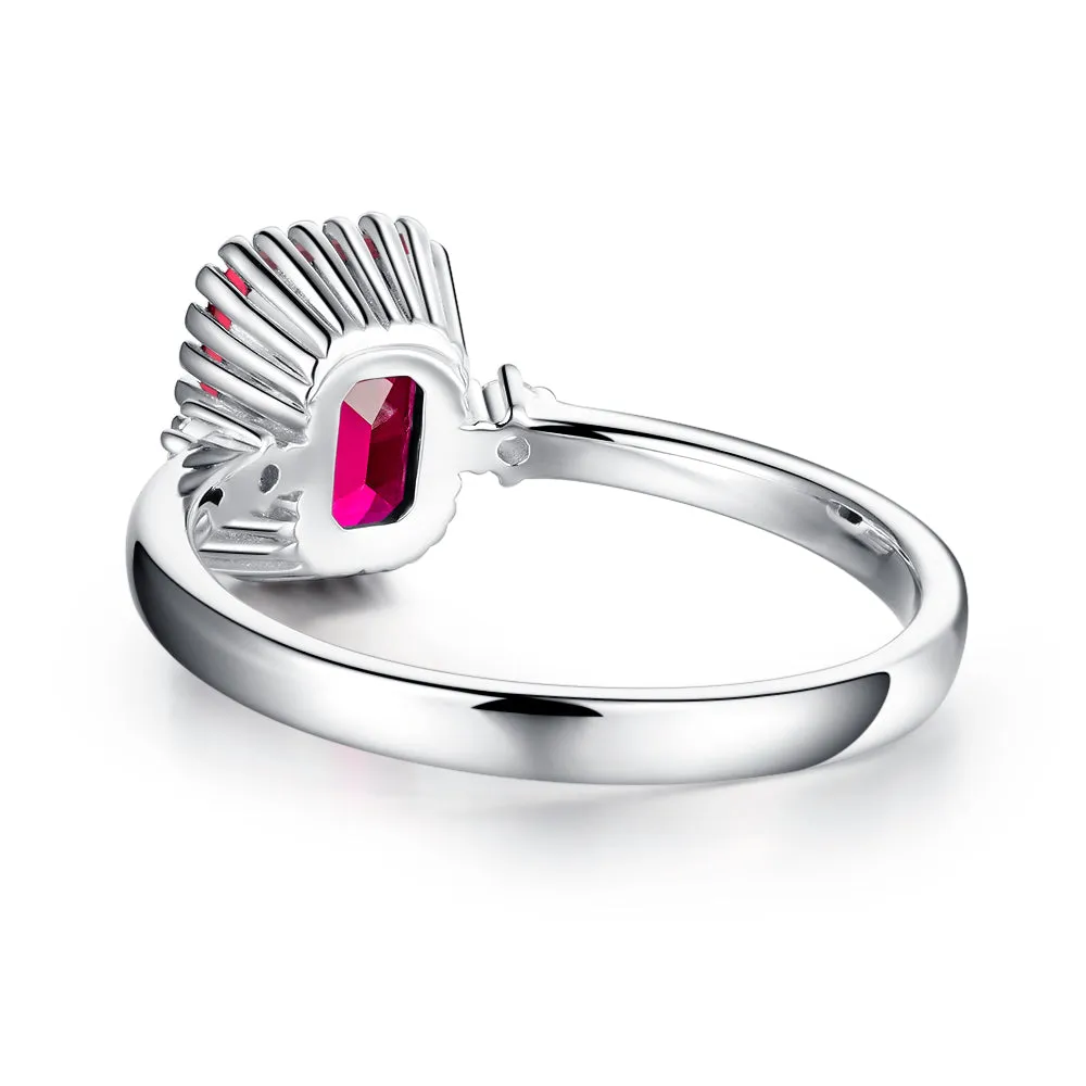 2 CT. Unique Design Three Stone Lab Grown Ruby Gemstone Ring sold by MSBLUE Jewelry product image thumbnail 4