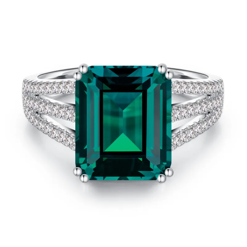 7.5 CT. Three Split Band Emerald Gemstone Ring sold by MSBLUE Jewelry