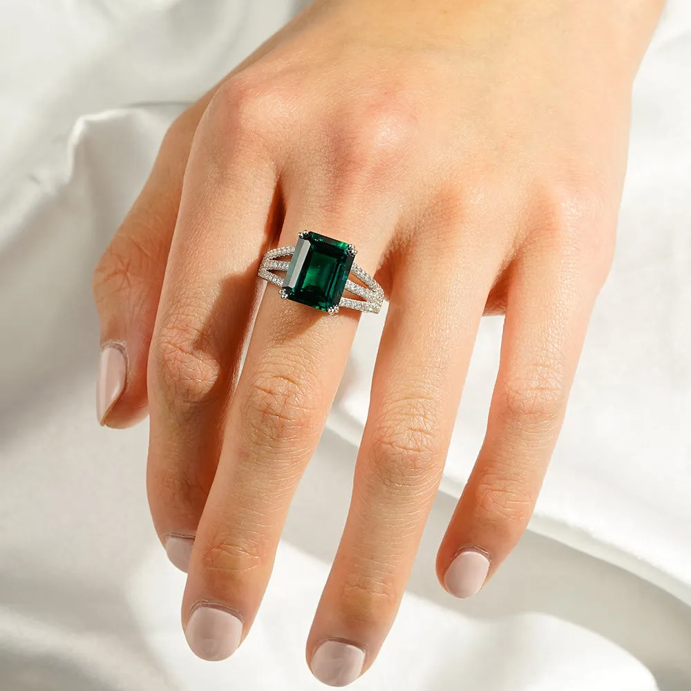 7.5 CT. Three Split Band Emerald Gemstone Ring sold by MSBLUE Jewelry product image thumbnail 5