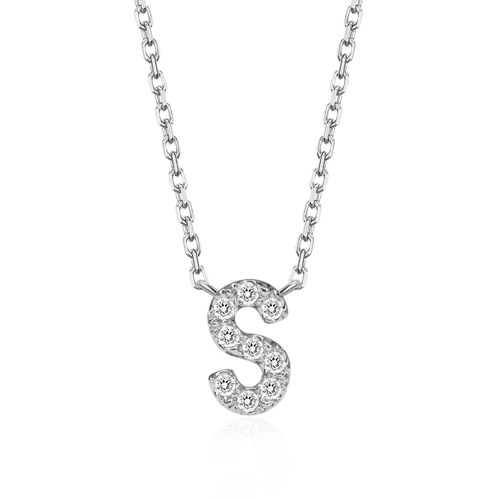 Classic Pavé Initial S Pendant Necklace sold by MSBLUE Jewelry