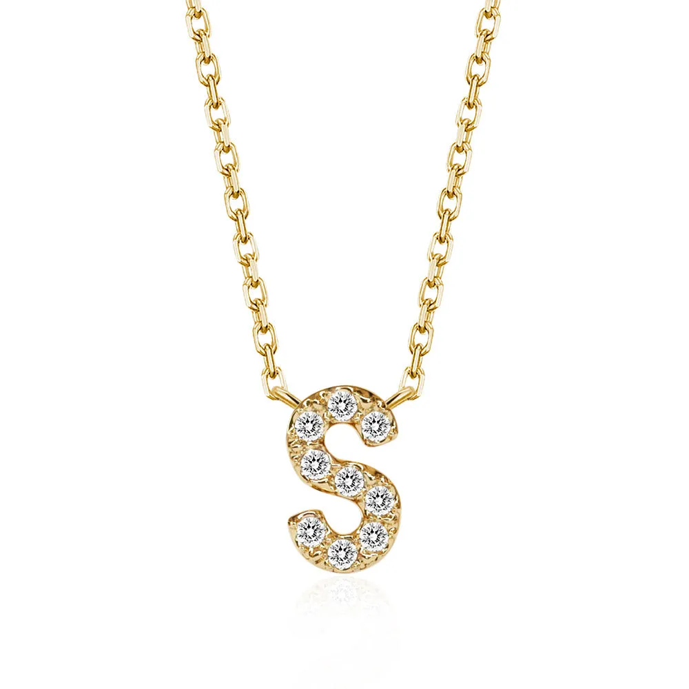 Classic Pavé Initial S Pendant Necklace sold by MSBLUE Jewelry product image thumbnail 2