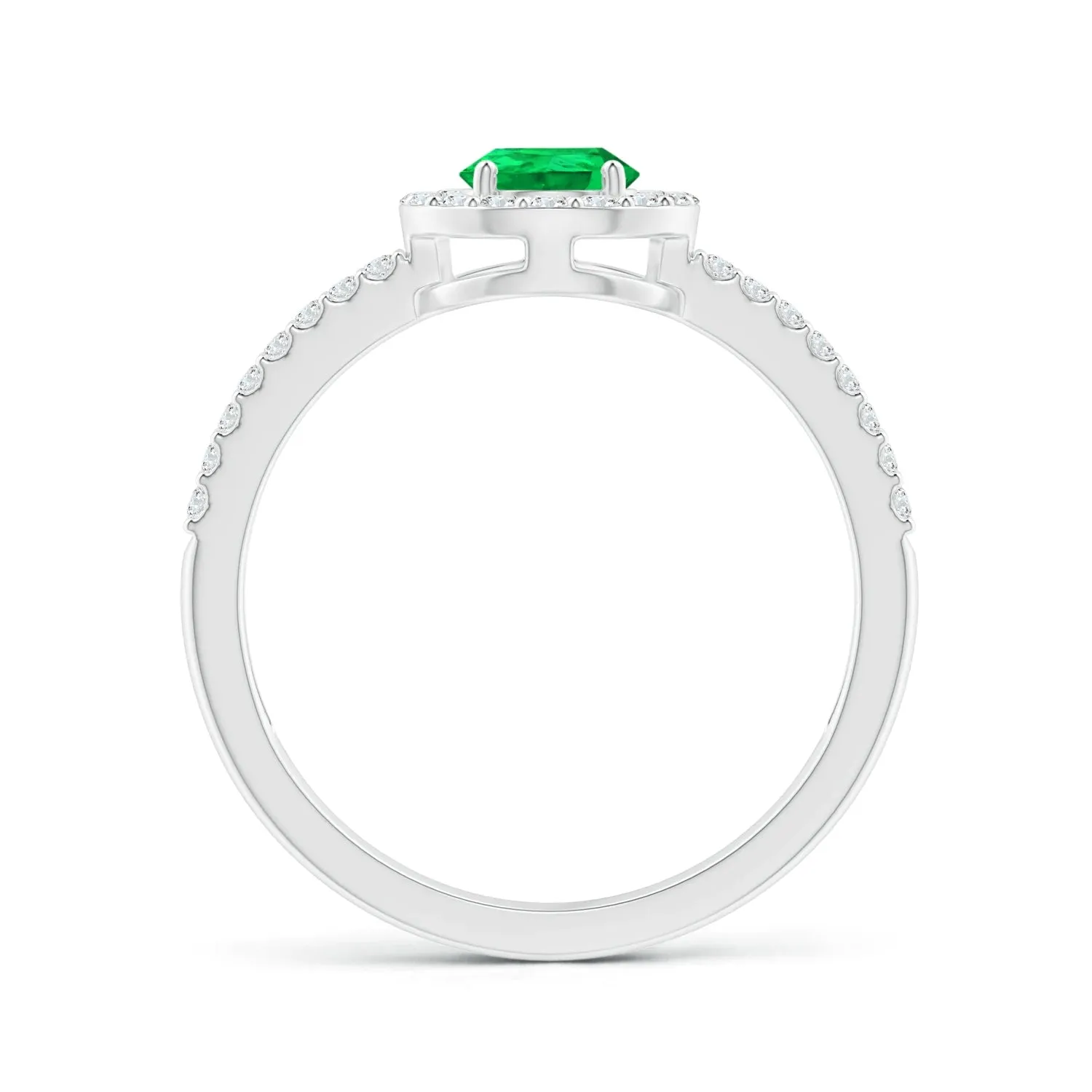 1.5 CT. Pear Emerald and Micropavé Halo Split Shank Ring sold by MSBLUE Jewelry product image thumbnail 2